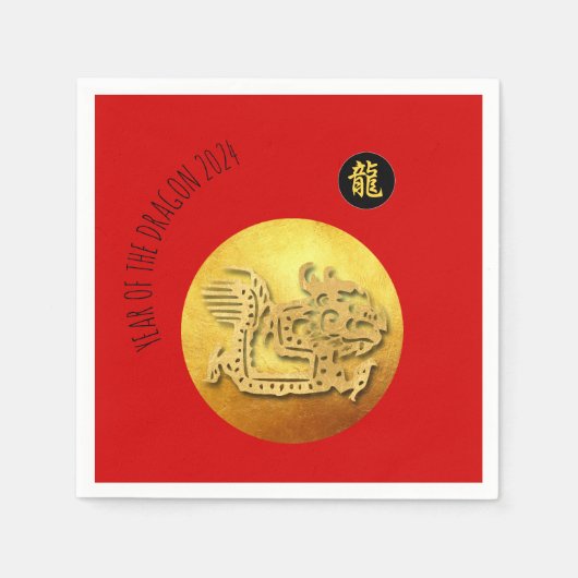 Chinesischer Neujahrsroter Goldener Drache 2024 PN Serviette (Vorderseite)