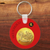 Chinesischer Neujahrsroter Goldener Drache 2024 RK Schlüsselanhänger (Vorderseite)