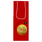 Chinesischer Neujahrsroter Goldener Drache 2024 WG Geschenktüte Für Weinflaschen (Vorderseite)