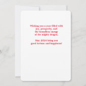 Chinesischer Neujahrsroter goldfarbener Drache auf Einladung (Rückseite)