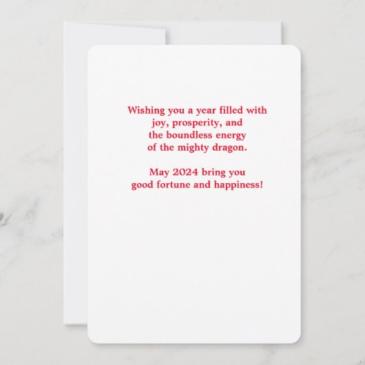 Chinesischer Neujahrsroter goldfarbener Drache auf Einladung (Rückseite)