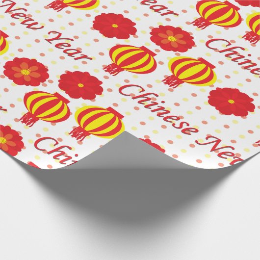 Chinesischer Neujahrsroter in gelben Laternengruß Geschenkpapier (Ecke)