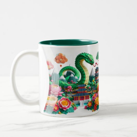 Chinesischer Neujahrsschlange 2025 Origami 2TM6 Zweifarbige Tasse (Links)