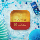 Chinesischer Neujahrsschlange 2025 Red Gold SqPP Pappteller (Party)