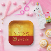 Chinesischer Neujahrsschlange 2025 Red Gold SqPP Pappteller (Party)
