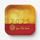 Chinesischer Neujahrsschlange 2025 Red Gold SqPP Pappteller (Vorderseite)