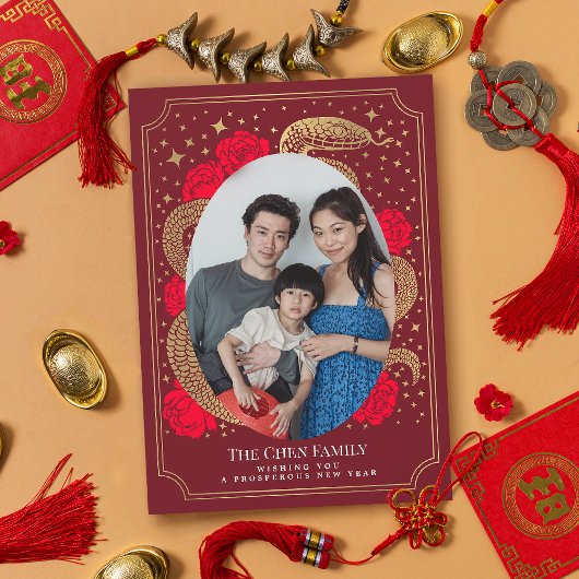 Chinesischer Neujahrsschlange Foto Urlaub Feiertagskarte