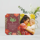 Chinesischer Neujahrsschlange Foto Urlaub Feiertagskarte (Stehend Vorderseite)