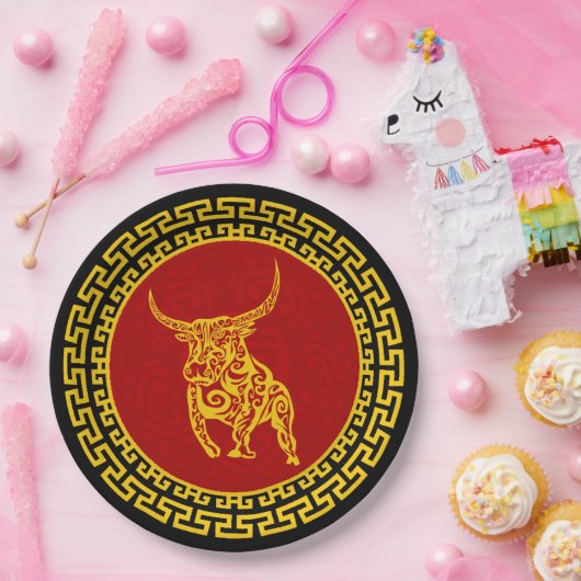 Chinesischer Neujahrsschmuck Pappteller (Party)