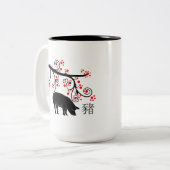 Chinesischer Neujahrsschwanz und Blütenbaum Zweifarbige Tasse (Vorderseite Links)