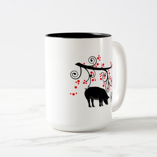 Chinesischer Neujahrsschwanz und Blütenbaum Zweifarbige Tasse (VorderseiteRechts)