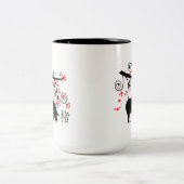 Chinesischer Neujahrsschwanz und Blütenbaum Zweifarbige Tasse (Mittel)