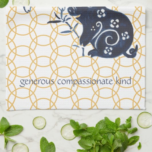 Chinesischer Neujahrsschwund Zodiac Animal Minimal Geschirrtuch (Gefaltet)