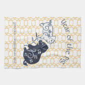 Chinesischer Neujahrsschwund Zodiac Animal Minimal Geschirrtuch (Horizontal)