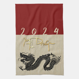Chinesischer New Year Dragon Black Paper Schnitt Z Geschirrtuch