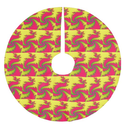 Chinesischer New Year Dragon Fraktal Tree Skirt Polyester Weihnachtsbaumdecke (Vorderseite)