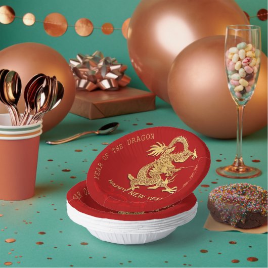 Chinesischer New Year Dragon Papier geschnitten Fa Pappteller (Multi)
