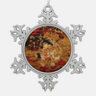 Chinesischer New Year Goats Chinesischer Tapisseri Schneeflocken Zinn-Ornament