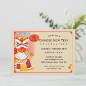 Chinesischer New Year Lion Dancer Einladung (Stehend Vorderseite)