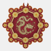 Chinesischer New Year Lucky Blumen Dragon Ornament Karte (Rückseite)