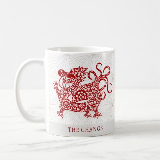 Chinesischer New Year Lunar Dragon personalisierte Kaffeetasse (Links)