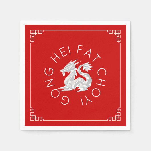Chinesischer New Year Origami Dragon Napkins Serviette (Vorderseite)
