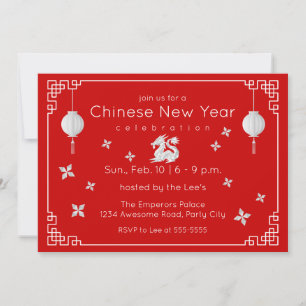 Chinesischer New Year Origami Dragon, rote Einladu Einladung