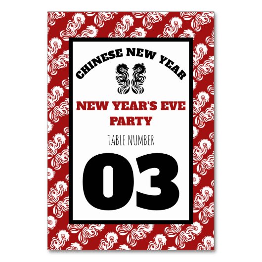 Chinesischer orientalischer Drachentabelle Nr. Tischnummer (Vorderseite)