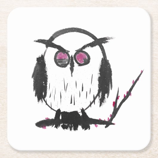 Chinesischer Owl Stone-Untersetzer Rechteckiger Pappuntersetzer (Vorderseite)
