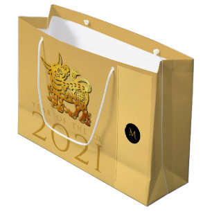 Chinesischer OX-Jahr 2021 Elegant Monogram LGB Große Geschenktüte