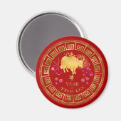 Chinesischer Ox-Rot/Gold-ID542 Magnet (Vorderseite/Rückseite)