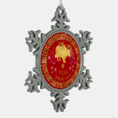 Chinesischer Ox-Rot/Gold-ID542 Schneeflocken Zinn-Ornament (Links)