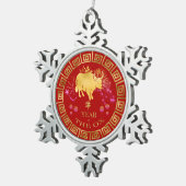 Chinesischer Ox-Rot/Gold-ID542 Schneeflocken Zinn-Ornament (Rechts)