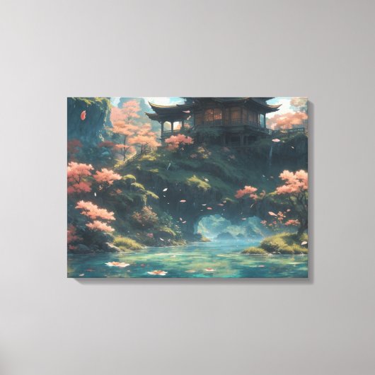 Chinesischer Palast auf der Blume Blossom Leinwanddruck (Vorderseite)