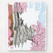 "Chinesischer Palast mit Sakura-Bäumen - Eleganter Mousepad (Vorne)