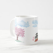 Chinesischer Palast mit Sakura Trees - Elegantes O Kaffeetasse (Vorderseite Links)
