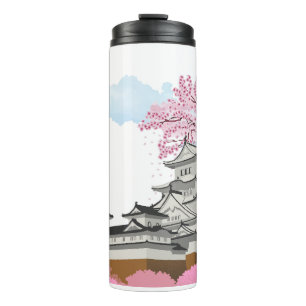 Chinesischer Palast mit Sakura Trees - Elegantes O Thermosbecher