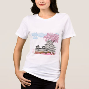 Chinesischer Palast mit Sakura Trees - Elegantes O Tri-Blend Shirt