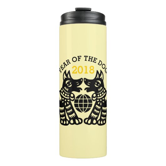 Chinesischer Papercut Earth Dog Year 2018 Thermal Thermosbecher (Vorderseite)