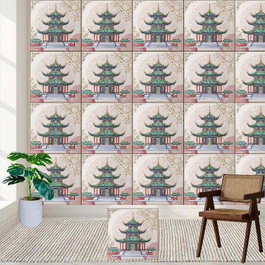 Chinesischer Pavillon Keramik Tile Fliese
