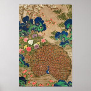Chinesischer Pfau und Blume (17. Jahrhundert) Poster