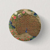 Chinesischer Pfau und Blume (17. Jahrhundert) Vint Button (Vorderseite)