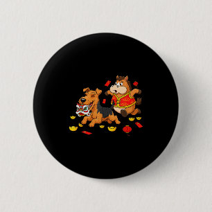 Chinesischer Pferd Airedale Terrier Männer Frauen Button