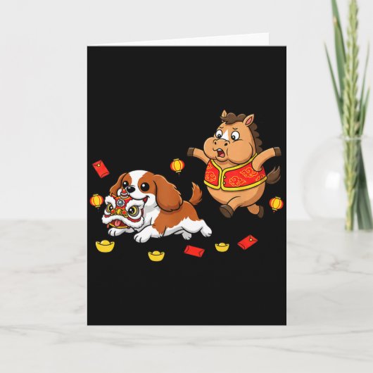 Chinesischer Pferd Cavalier King Charles Spaniel G Karte (Vorderseite)