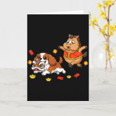 Chinesischer Pferd Cavalier King Charles Spaniel G Karte (Gelbe Blume)