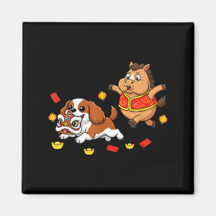 Chinesischer Pferd Cavalier King Charles Spaniel G Magnet