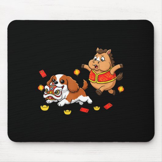 Chinesischer Pferd Cavalier King Charles Spaniel G Mousepad (Vorne)