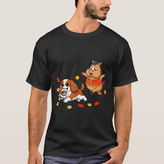 Chinesischer Pferd Cavalier King Charles Spaniel G T-Shirt (Vorderseite)