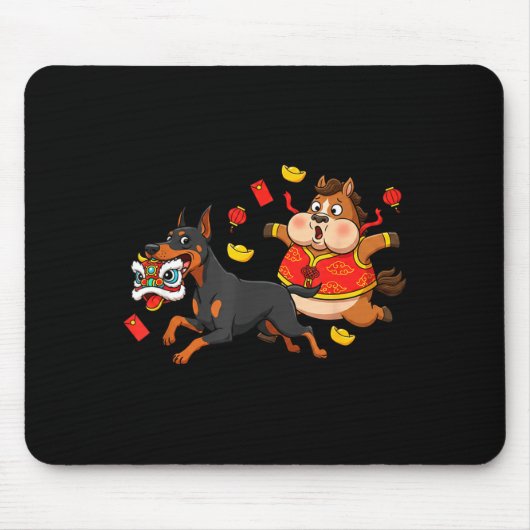 Chinesischer Pferd Dobermann Pinscher Männer Fraue Mousepad (Vorne)
