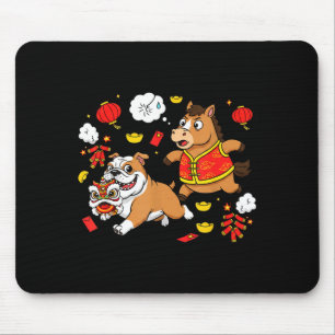 Chinesischer Pferd Englisch Bulldogge Kind Männer Mousepad